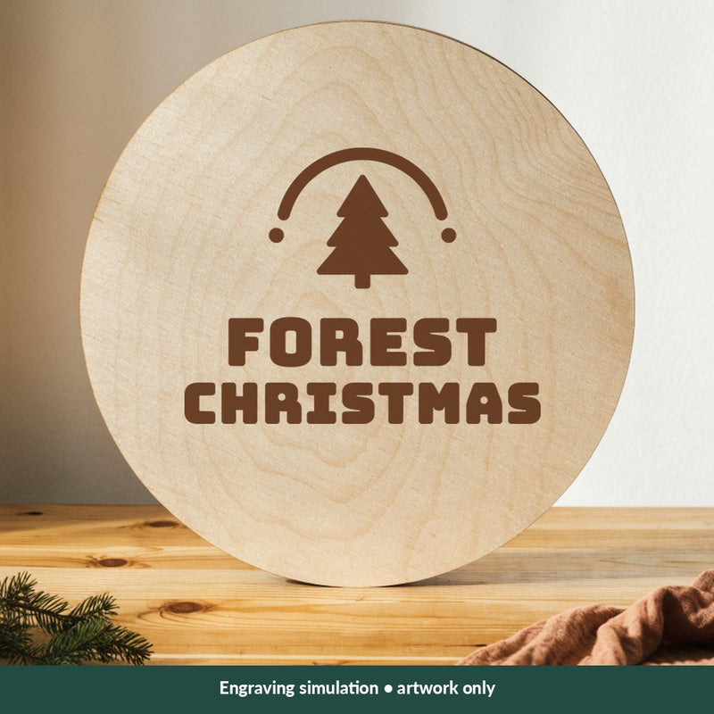 Forest Christmas Christmas digital design on a wood; illustrative mockup, no physical product included