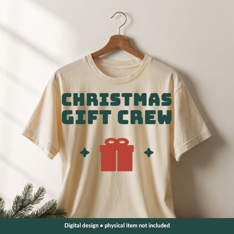 Christmas Gift Crew Christmas digital design on a shirt; illustrative mockup, no physical product included