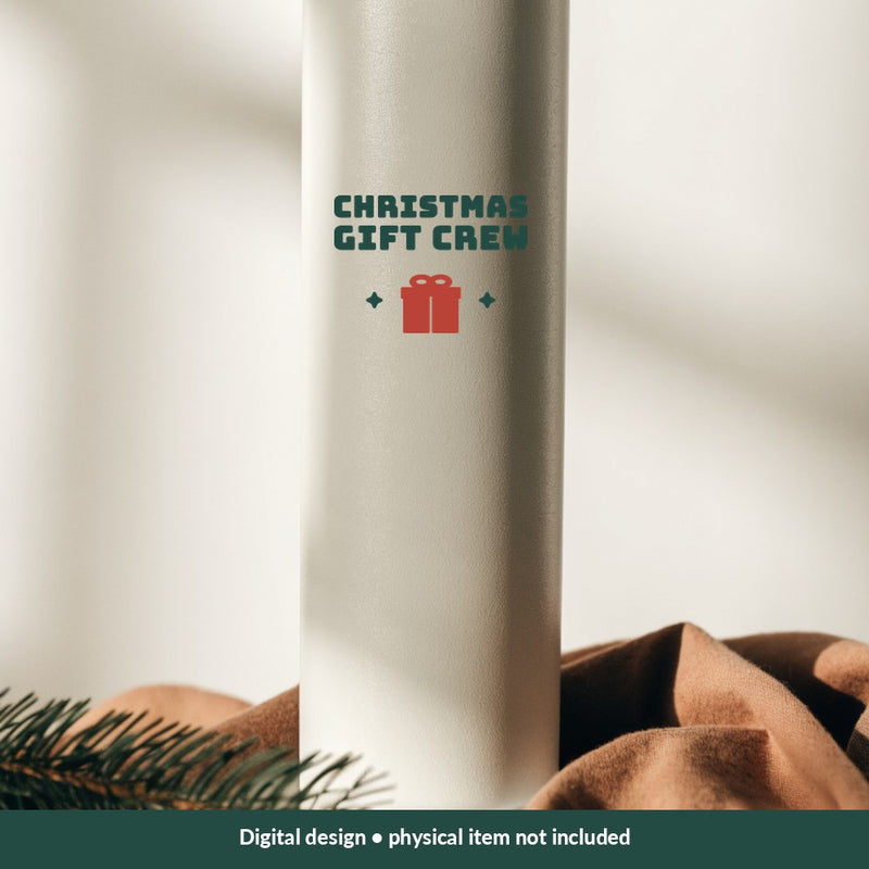 Christmas Gift Crew Christmas digital design on a tumbler; illustrative mockup, no physical product included