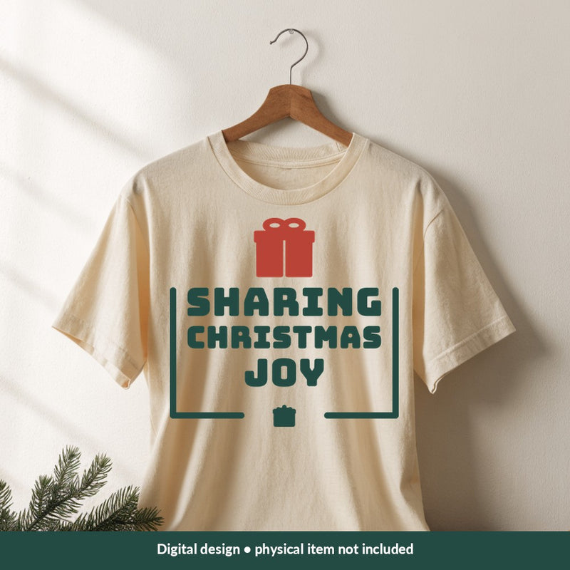 Sharing Christmas Joy Christmas digital design on a shirt; illustrative mockup, no physical product included