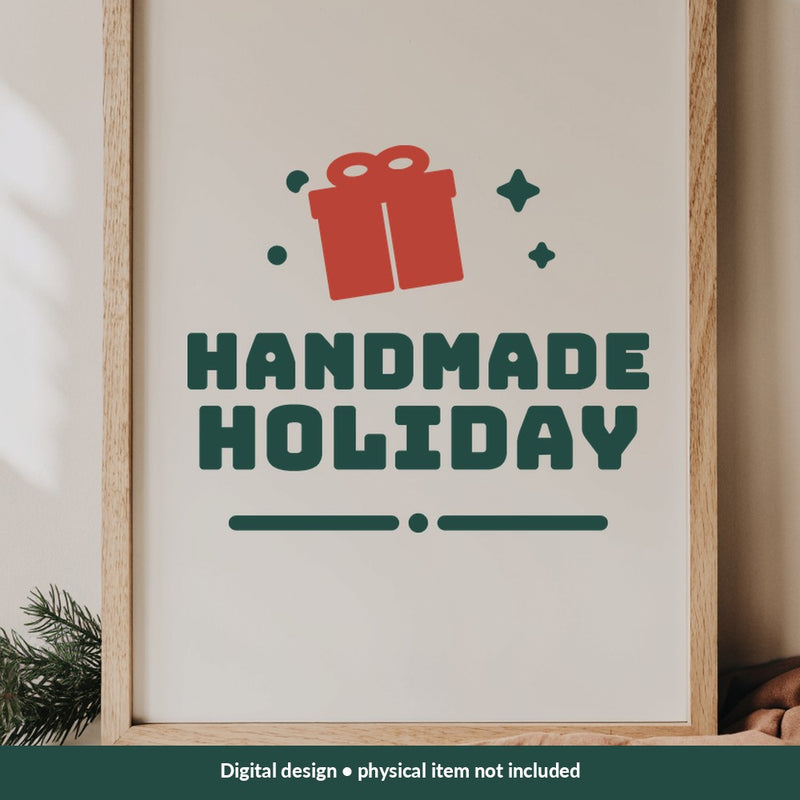Handmade Holiday Christmas digital design on a sign; illustrative mockup, no physical product included
