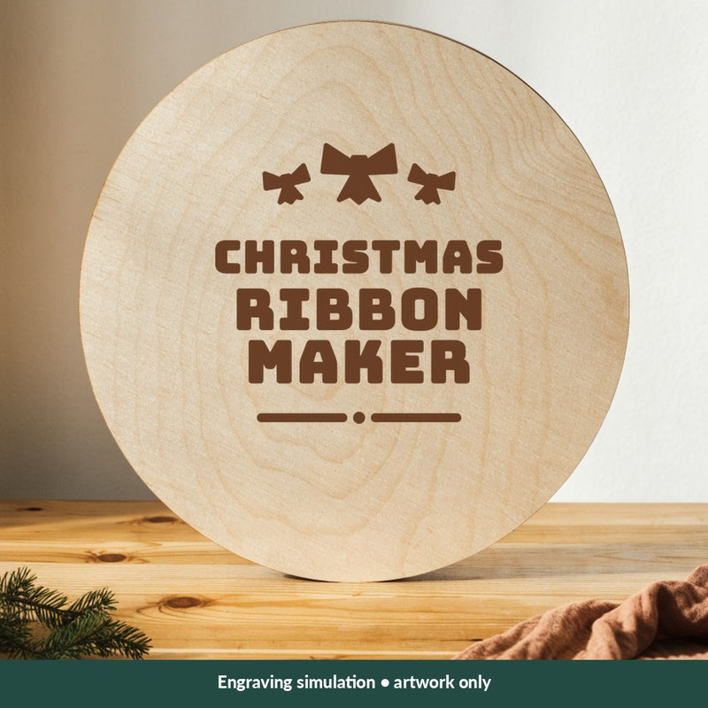 Christmas Ribbon Maker Christmas digital design on a wood; illustrative mockup, no physical product included