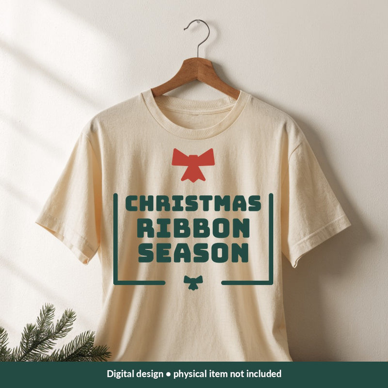 Christmas Ribbon Season Christmas digital design on a shirt; illustrative mockup, no physical product included