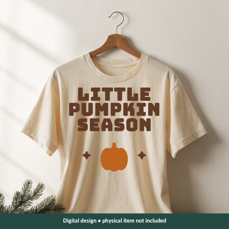 Little Pumpkin Season Thanksgiving digital design on a shirt; illustrative mockup, no physical product included