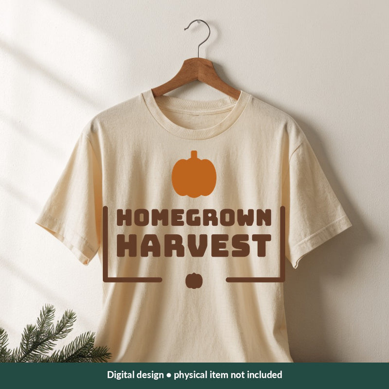 Homegrown Harvest Thanksgiving digital design on a shirt; illustrative mockup, no physical product included