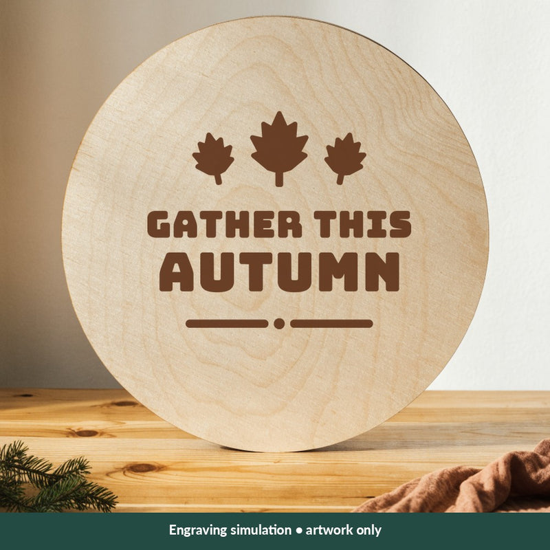 Gather This Autumn Thanksgiving digital design on a wood; illustrative mockup, no physical product included