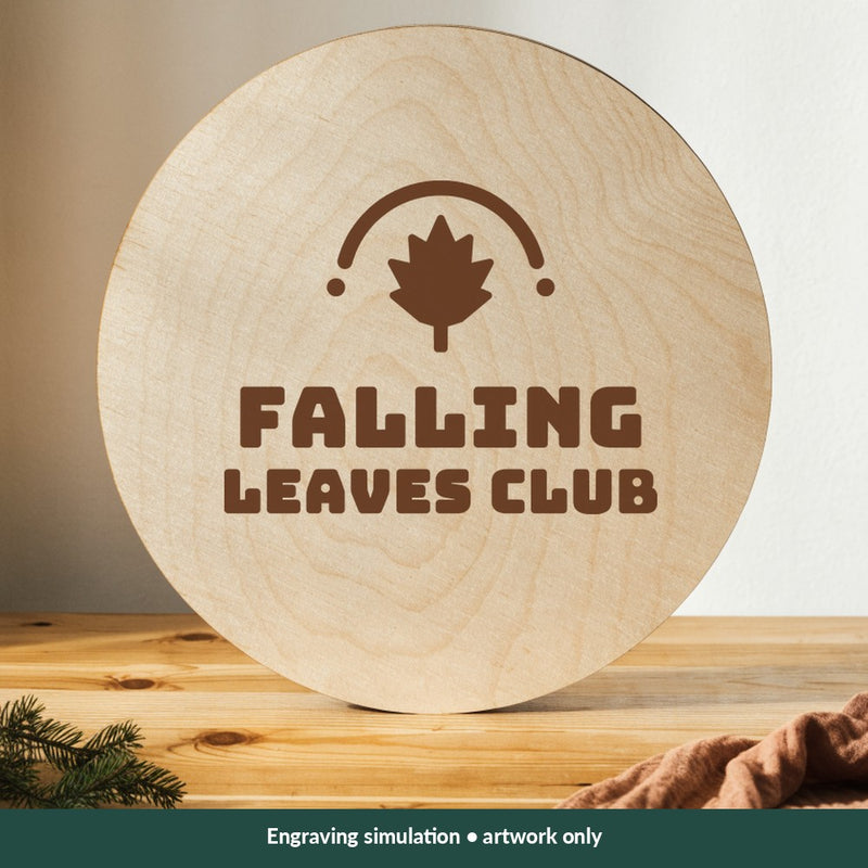 Falling Leaves Club Thanksgiving digital design on a wood; illustrative mockup, no physical product included