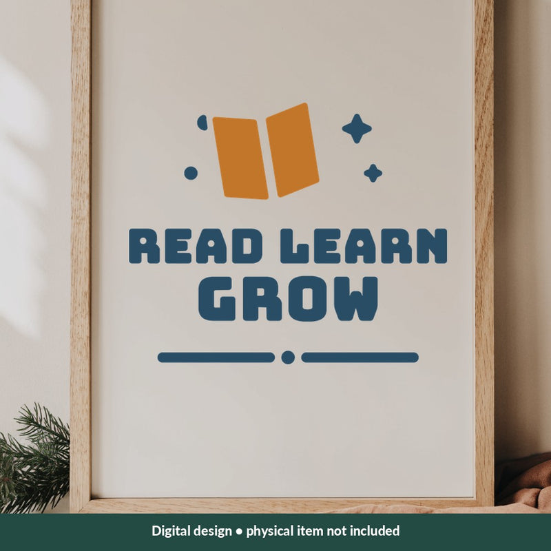Read Learn Grow Teacher digital design on a sign; illustrative mockup, no physical product included