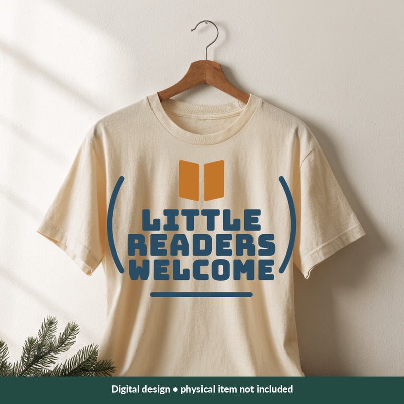 Little Readers Welcome Teacher digital design on a shirt; illustrative mockup, no physical product included