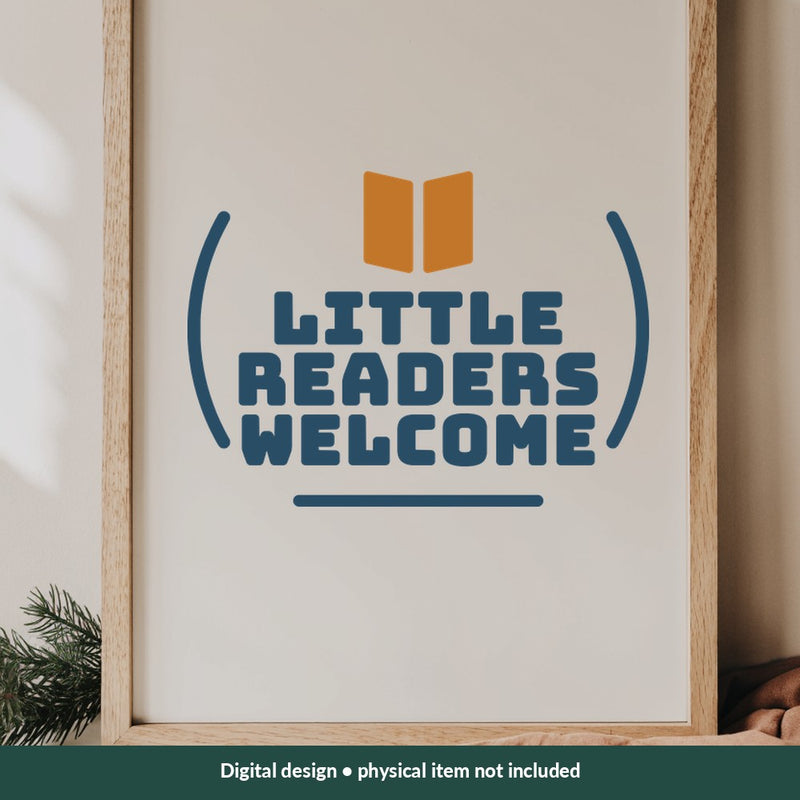 Little Readers Welcome Teacher digital design on a sign; illustrative mockup, no physical product included