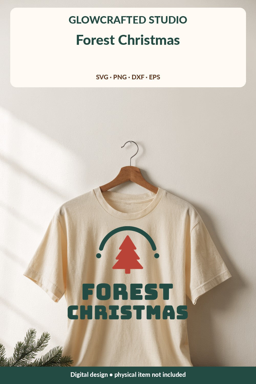 Christmas tree SVG design cut with a Cricut on a cream t-shirt