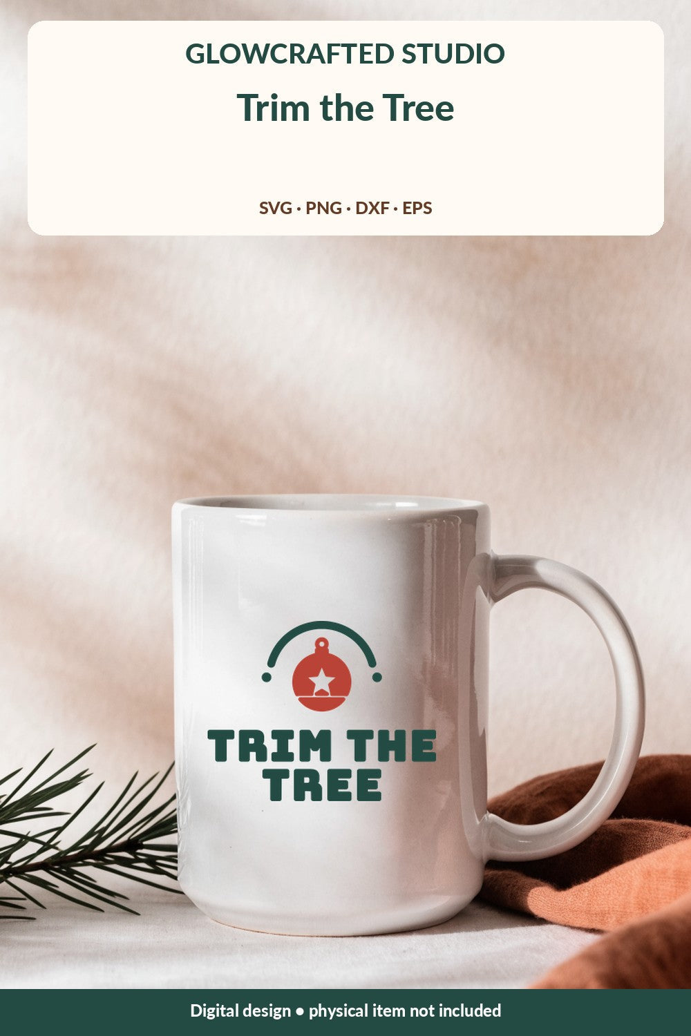 Trim the Tree Christmas ornament SVG on a mug