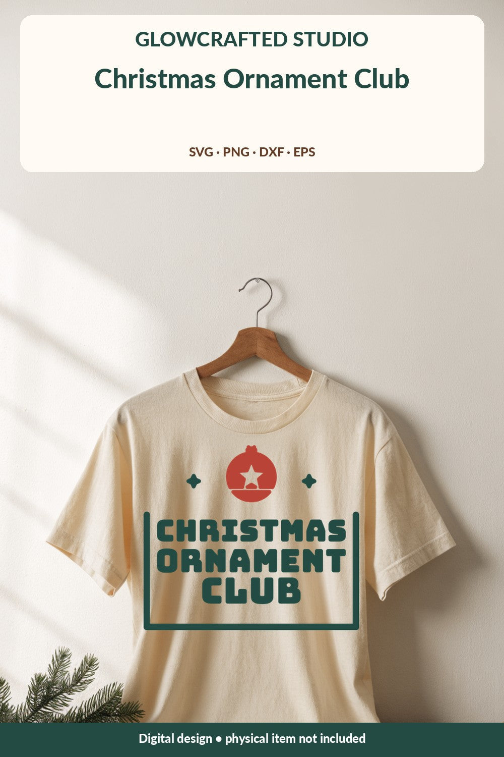 Christmas ornament SVG design on a t-shirt mockup