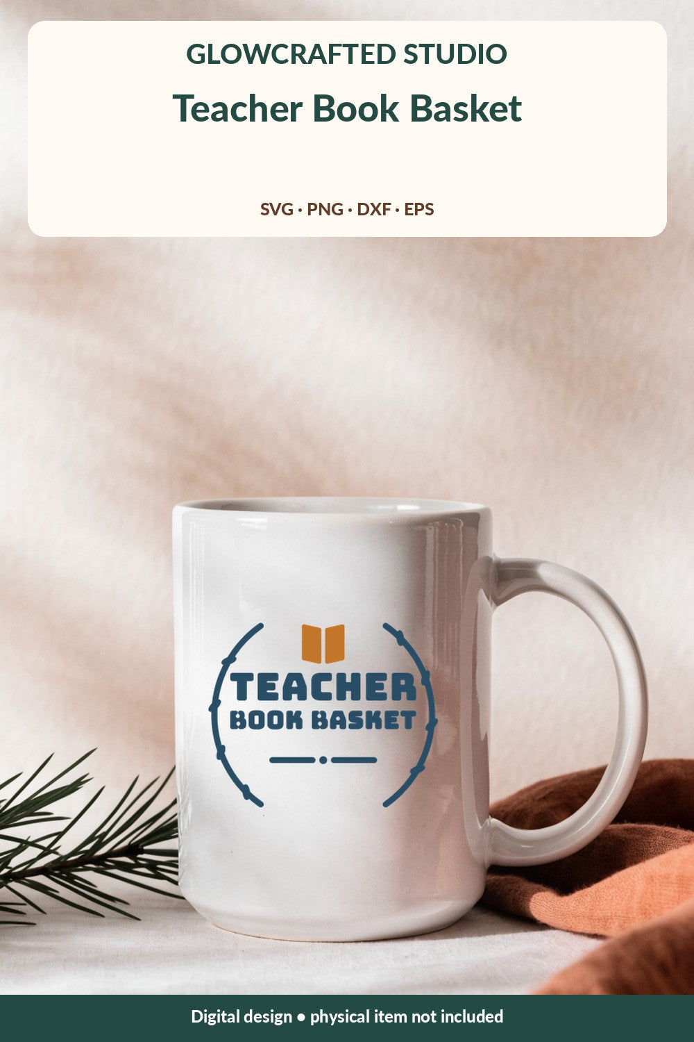 Teacher book basket SVG on a mug