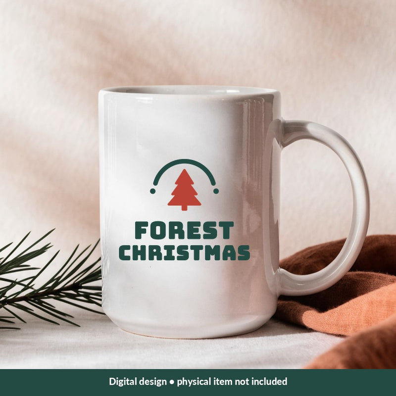Forest Christmas Christmas digital design on a mug; illustrative mockup, no physical product included