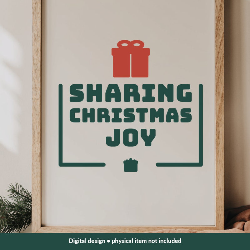 Sharing Christmas Joy Christmas digital design on a sign; illustrative mockup, no physical product included