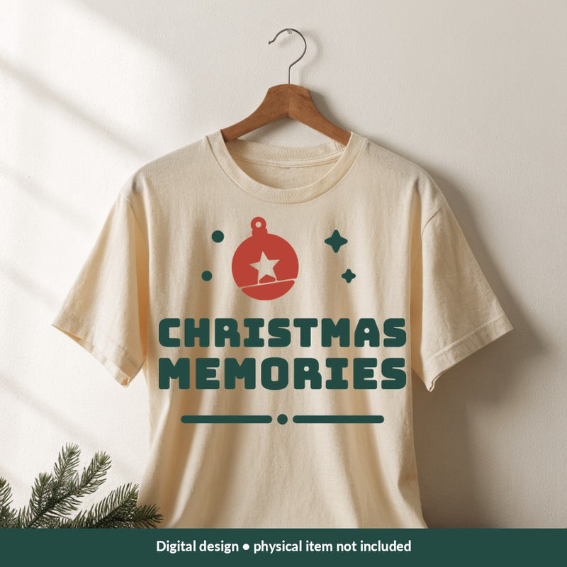 Christmas Memories Christmas digital design on a shirt; illustrative mockup, no physical product included