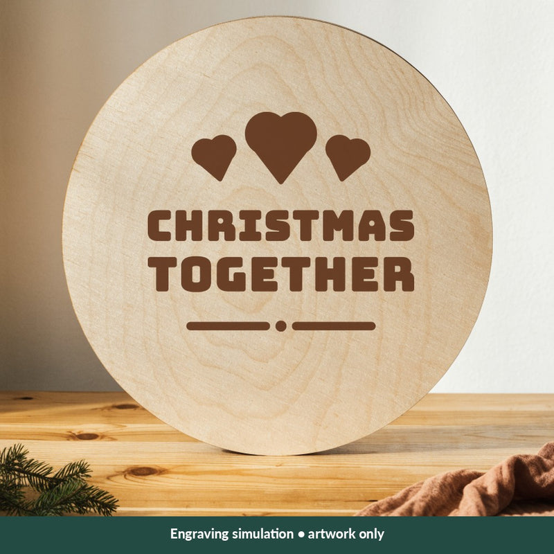 Christmas Together Christmas digital design on a wood; illustrative mockup, no physical product included