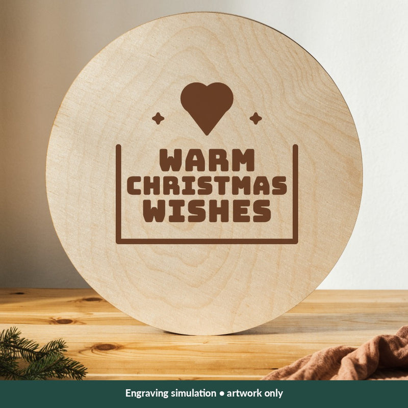 Warm Christmas Wishes Christmas digital design on a wood; illustrative mockup, no physical product included