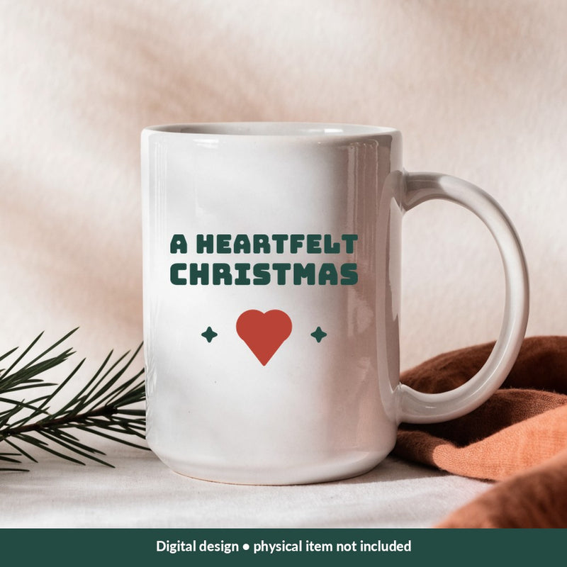 A Heartfelt Christmas Christmas digital design on a mug; illustrative mockup, no physical product included