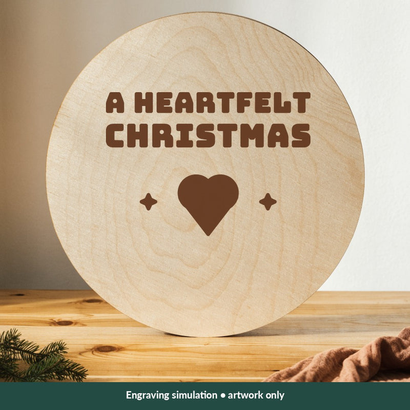 A Heartfelt Christmas Christmas digital design on a wood; illustrative mockup, no physical product included