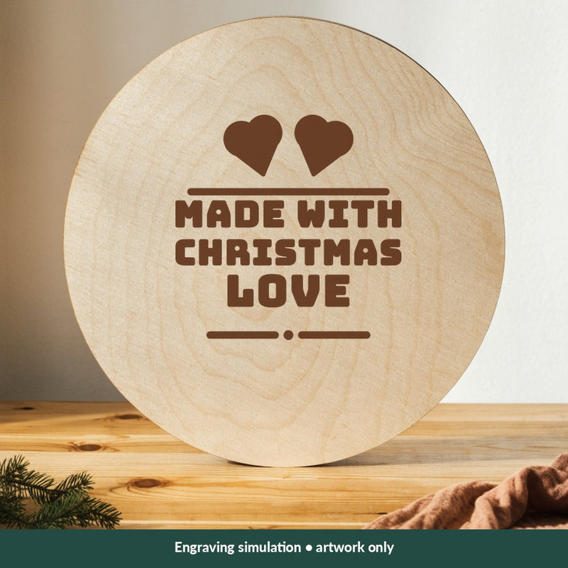 Made with Christmas Love Christmas digital design on a wood; illustrative mockup, no physical product included