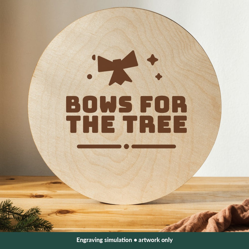 Bows for the Tree Christmas digital design on a wood; illustrative mockup, no physical product included
