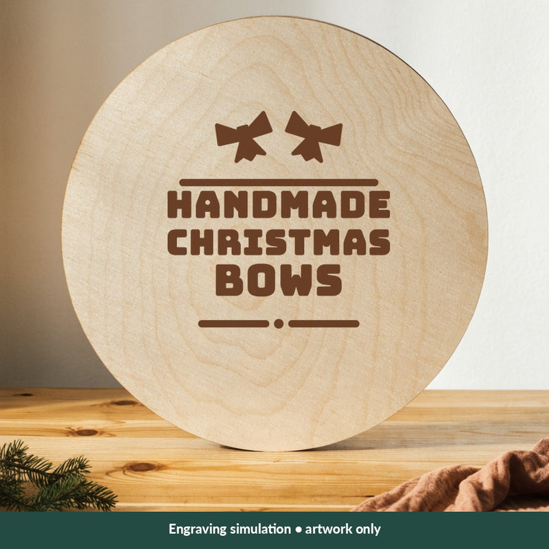 Handmade Christmas Bows Christmas digital design on a wood; illustrative mockup, no physical product included