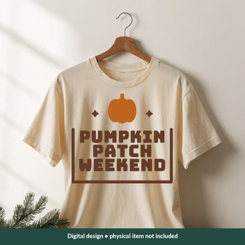 Pumpkin Patch Weekend Thanksgiving digital design on a shirt; illustrative mockup, no physical product included