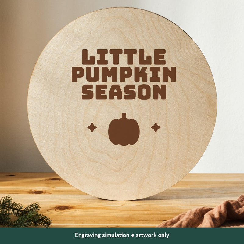 Little Pumpkin Season Thanksgiving digital design on a wood; illustrative mockup, no physical product included