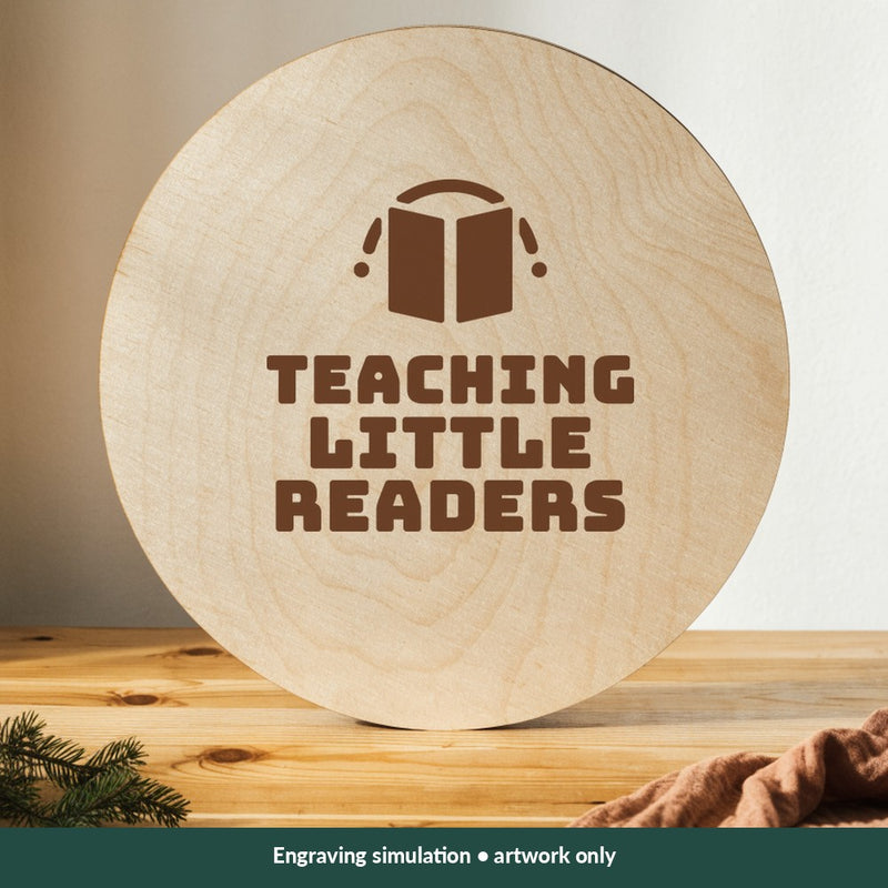 Teaching Little Readers Teacher digital design on a wood; illustrative mockup, no physical product included