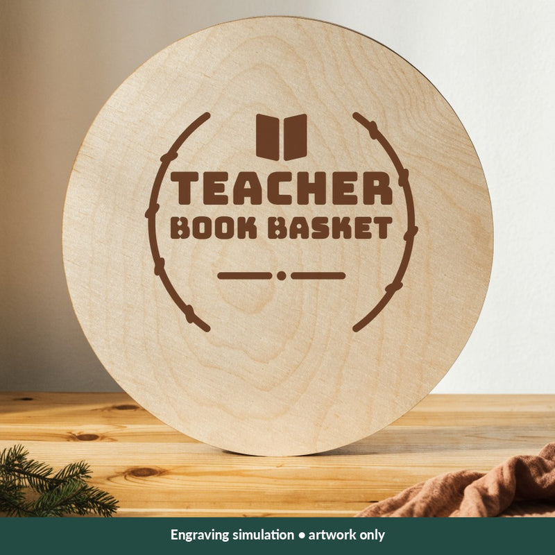 Teacher Book Basket Teacher digital design on a wood; illustrative mockup, no physical product included