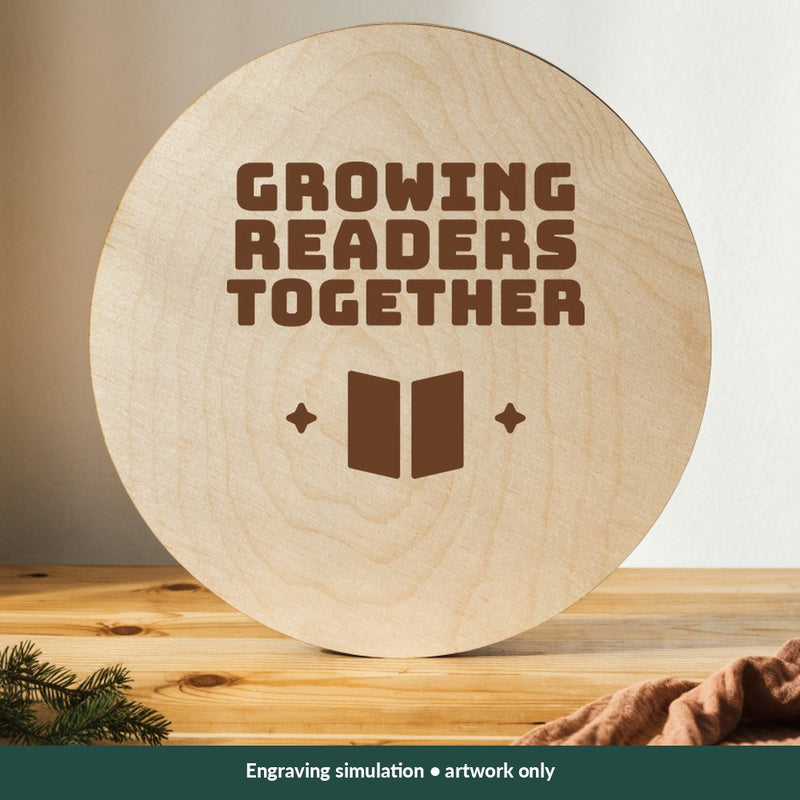 Growing Readers Together Teacher digital design on a wood; illustrative mockup, no physical product included