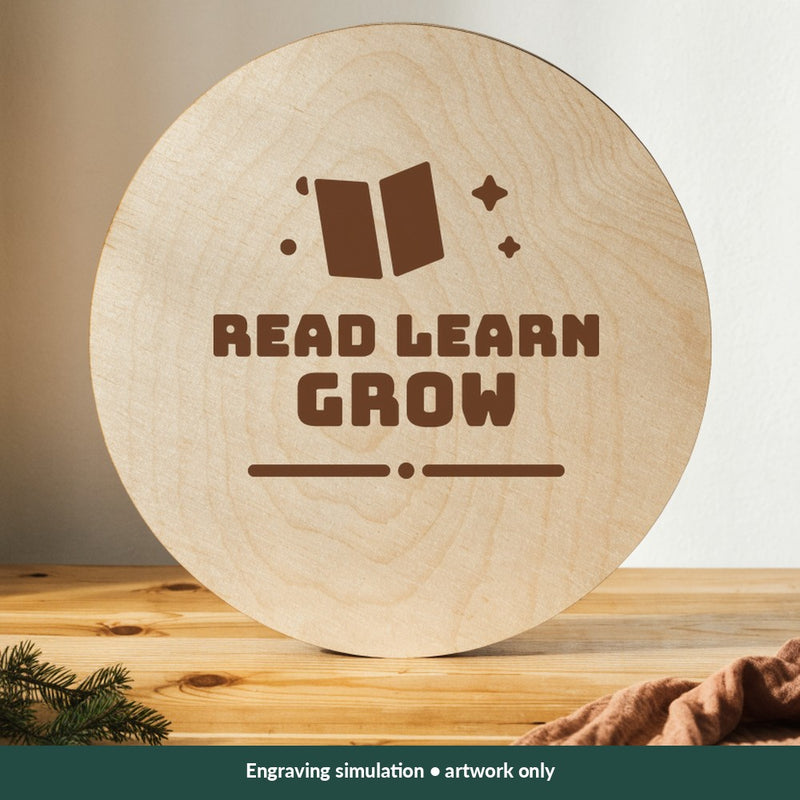 Read Learn Grow Teacher digital design on a wood; illustrative mockup, no physical product included